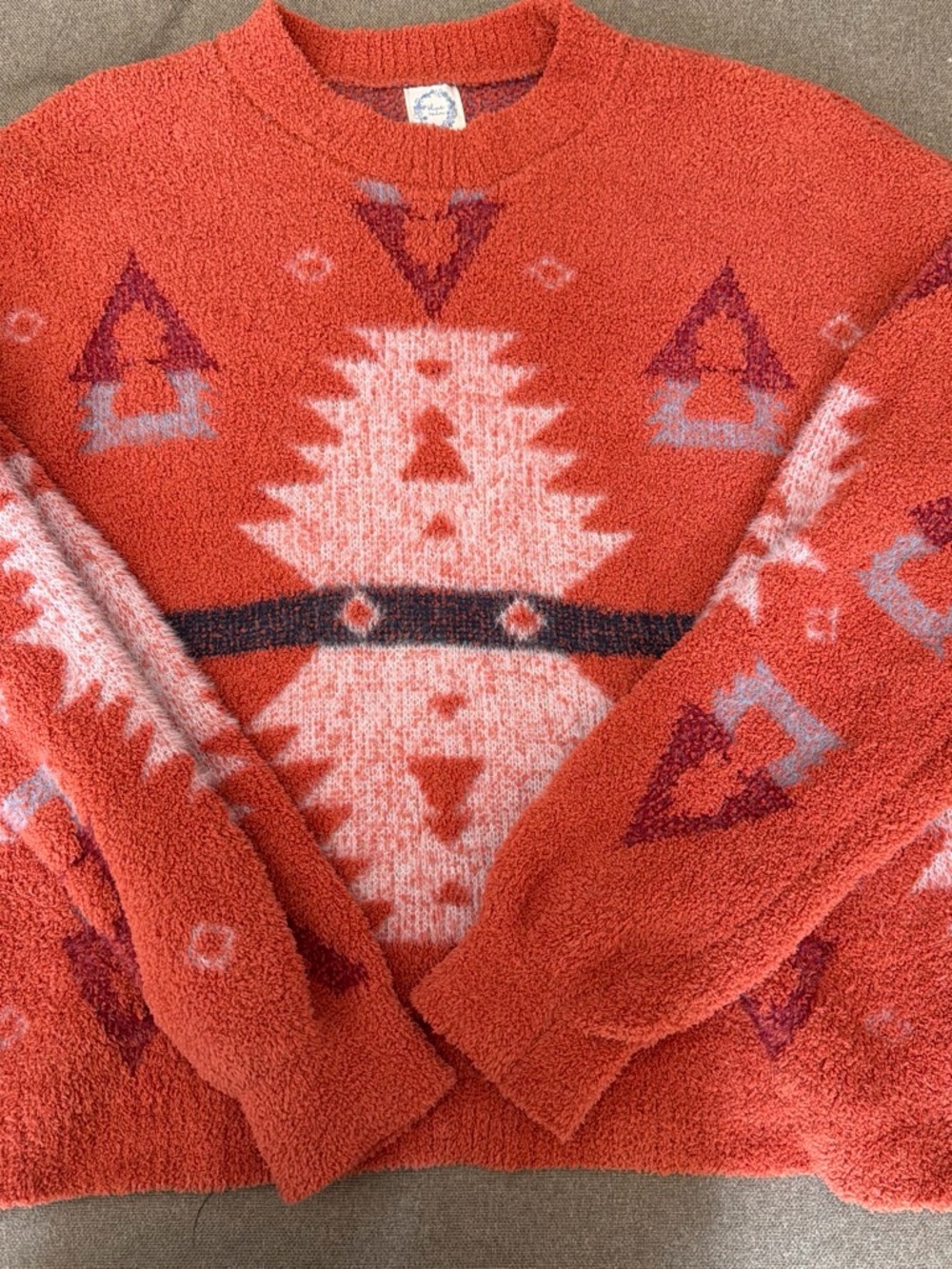 Orange  Geometric Crewneck Sweater